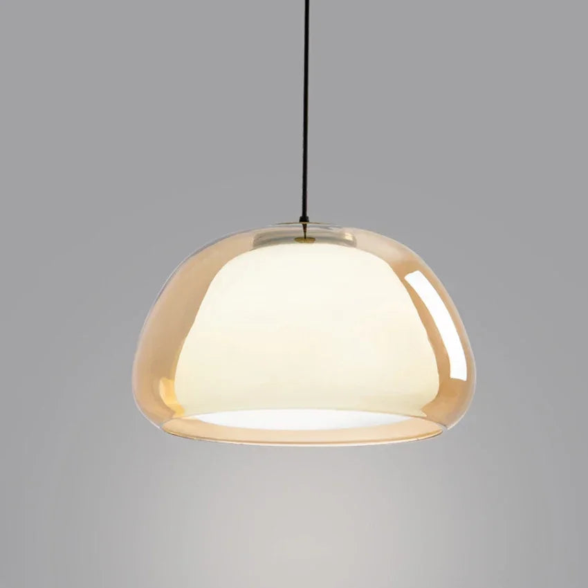Suspension Niveaux Verre Opalin Blanc et Laiton - Chambre Salon Cuisine — Stratéo
