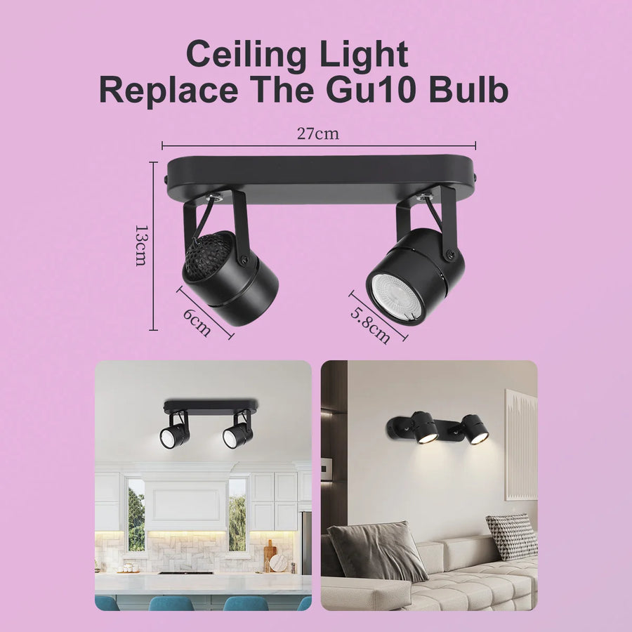 Suspension Rail Cylindres Acier Noir Mat Minimaliste Design - Chambre Salon Cuisine — Réglette
