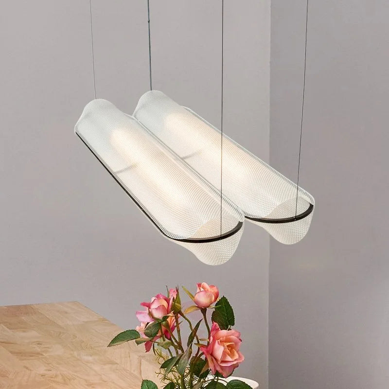 Suspension Cylindre Verre Texturé Transparent Minimaliste Design - Chambre Salon Cuisine — Fuste