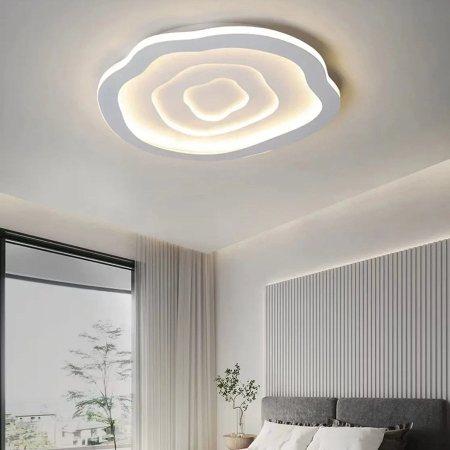 Plafonnier Anneaux Métal Noir et Blanc Épuré Design Moderne - Salle de Bain Salon Chambre — Ritmeo