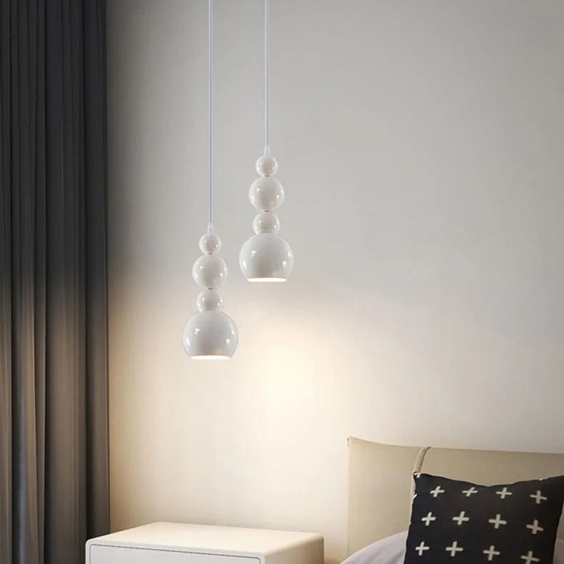 Suspension Pétales Tissu Marron et Boules Opalescentes - Chambre Salon Cuisine — Flore