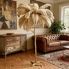 Lampadaire Feuillage Plumes Crème et Métal Doré - Salon Bureau Chambre — Folia