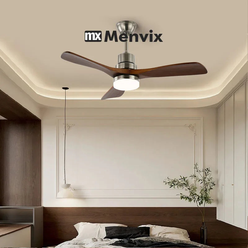 Ventilateur de Plafond Bois 3 Pales avec Éclairage