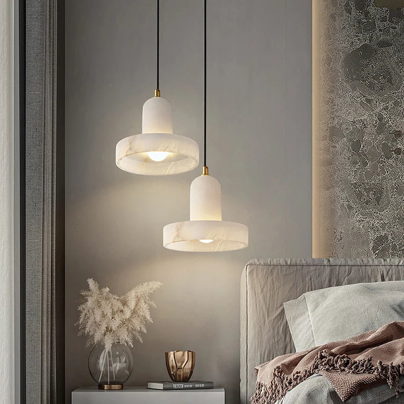 Suspension Anneaux Tissu Crème Minimaliste Design - Chambre Salon Cuisine — Fulgor