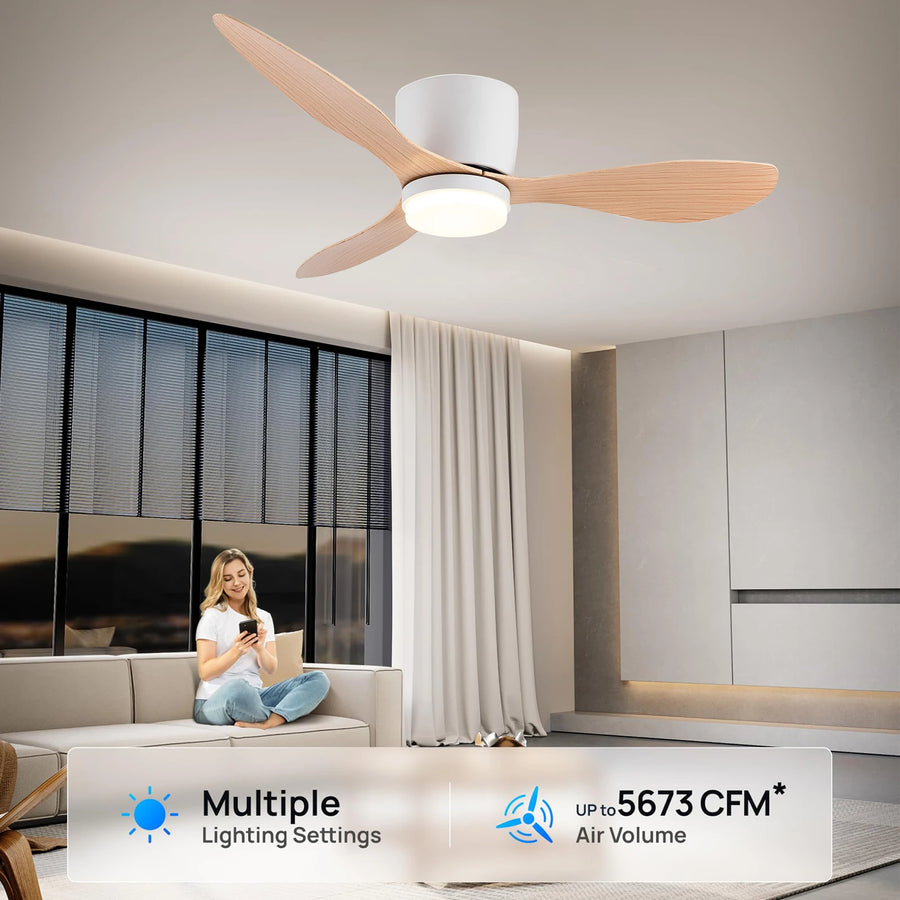 Ventilateur de Plafond Compact avec Éclairage LED