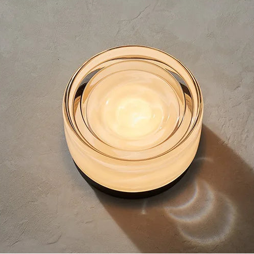 Applique Murale Anneau Verre Ambré et Métal Chromé Ronde - Chambre Salle de Bain Salon — Cuabo