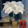 Lampadaire Feuillage Plumes Crème et Métal Doré - Salon Bureau Chambre — Folia
