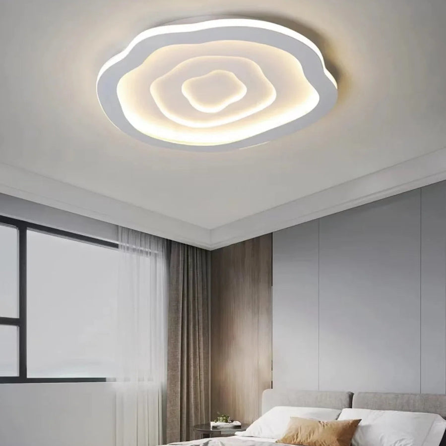 Plafonnier Anneaux Métal Noir et Blanc Épuré Design Moderne - Salle de Bain Salon Chambre — Ritmeo