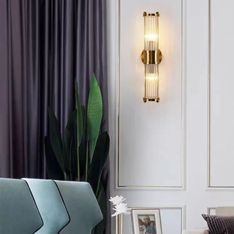 Applique Murale Verre Soufflé Vert et Laiton Épuré Design Moderne - Chambre Salle de Bain Salon — Orla