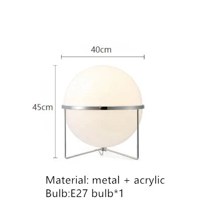 Lampadaire Sphère Verre Opalin et Métal Chromé Minimaliste Design - Salon Bureau Chambre — Orbe