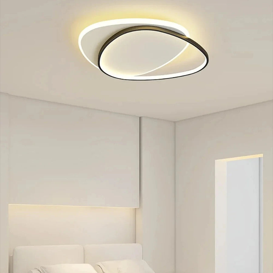 Plafonnier Anneaux Métal Noir et Blanc Minimaliste Design Moderne - Salle de Bain Salon Chambre — Horos
