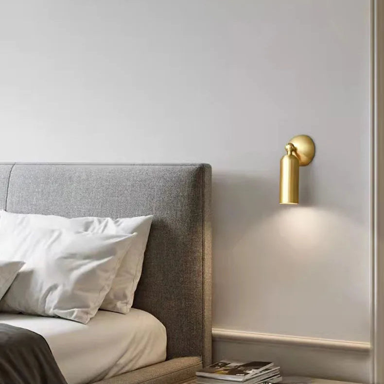 Applique Murale Cylindre Laiton Doré Minimaliste Design Moderne Dorée - Chambre Salle de Bain Salon — Sono