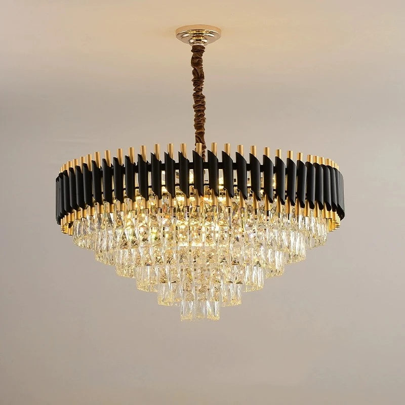Mafalda Cascade Cristal et Métal Noir et Doré B