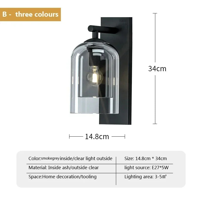 Orm Cloche Verre Fumé et Métal Noir