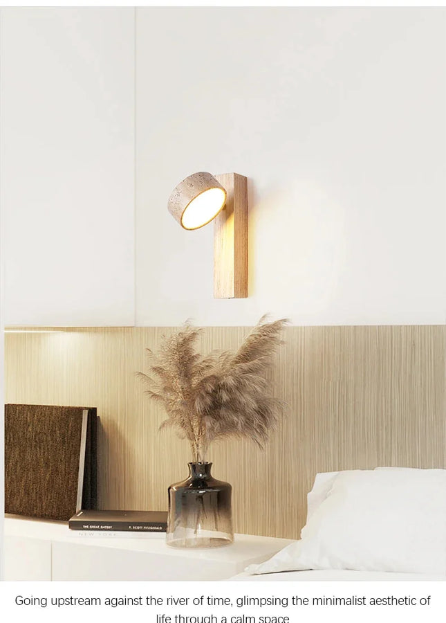 Estrella Cylindre Béton Brut et Bois Naturel
