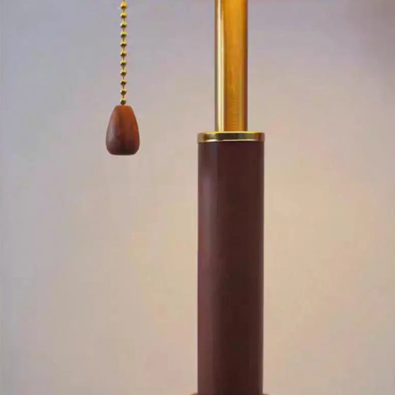 Lampe de Table Dôme Verre Ambré et Bois Sombre - Chambre Bureau Salon — Voûte