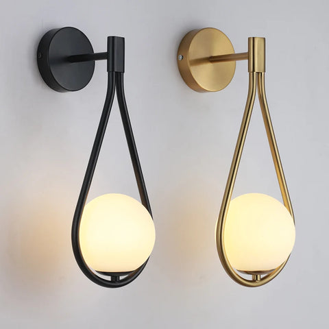 Applique Murale Goutte Métal Noir et Laiton Brillant Noire - Chambre Salon Salle de Bain — Ekua