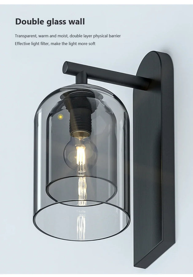 Orm Cloche Verre Fumé et Métal Noir