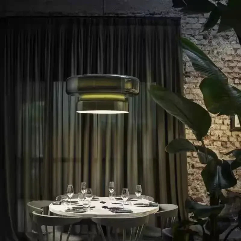 Elena Anneau Verre Fumé et Métal Noir