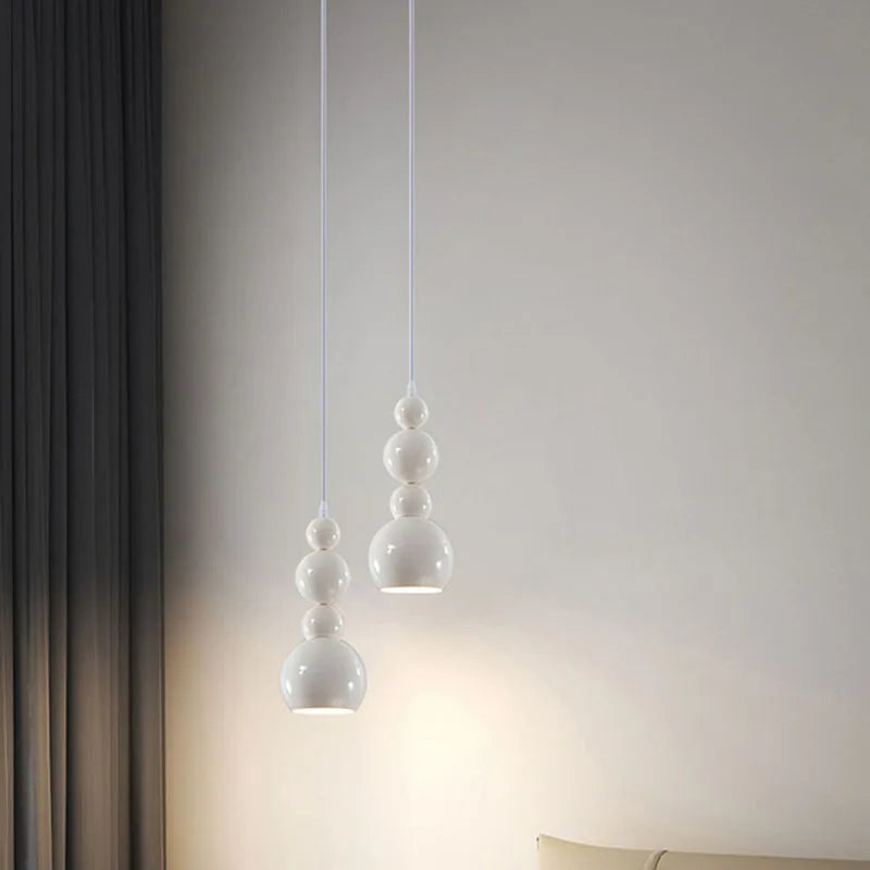 Suspension Pétales Tissu Marron et Boules Opalescentes - Chambre Salon Cuisine — Flore