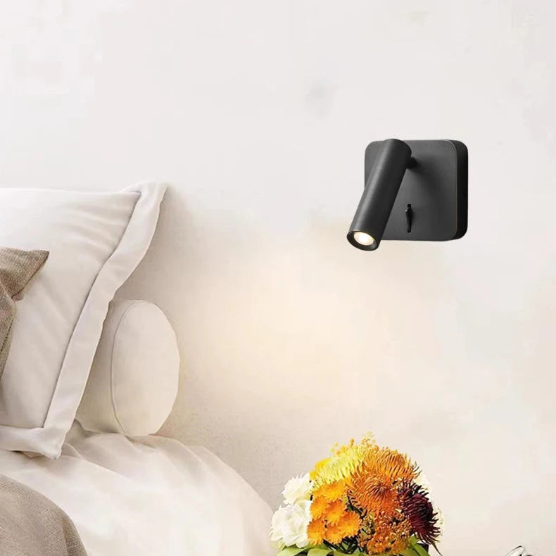 Applique Murale Cylindre Acier Noir Minimaliste Design Moderne Noire - Chambre Salle de Bain Salon — Grenat