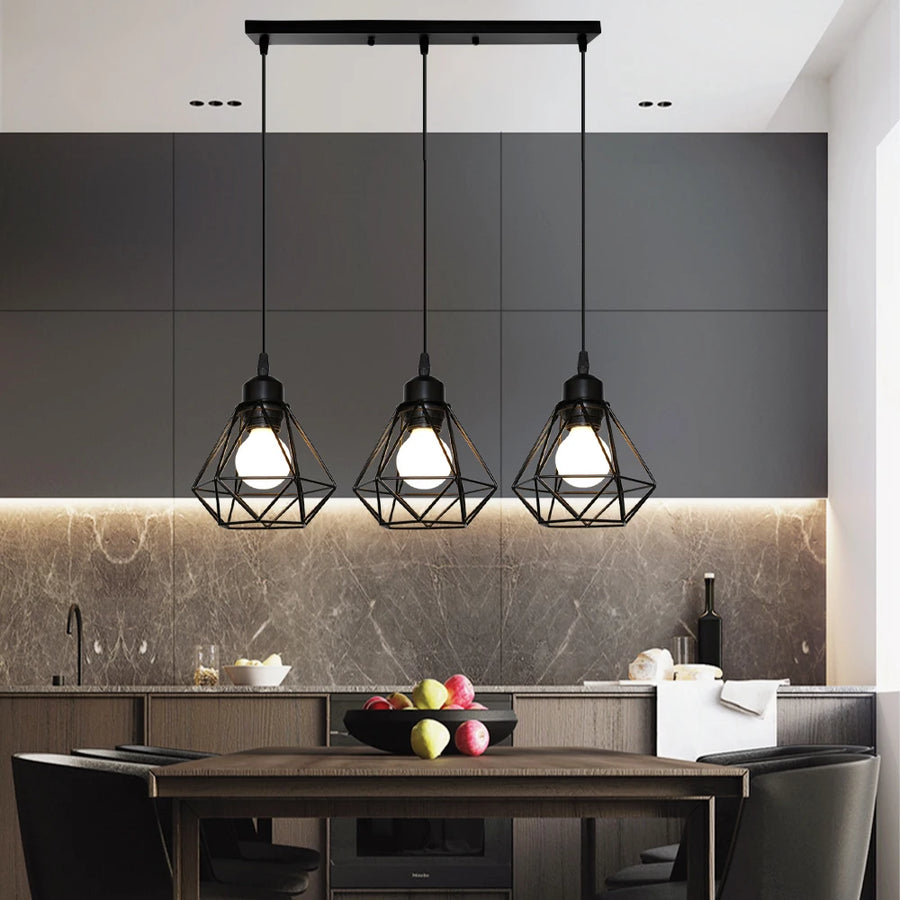 Suspension Abat-Jour Acier Noir et Laiton Industriel - Cuisine Salon Bureau — Puro