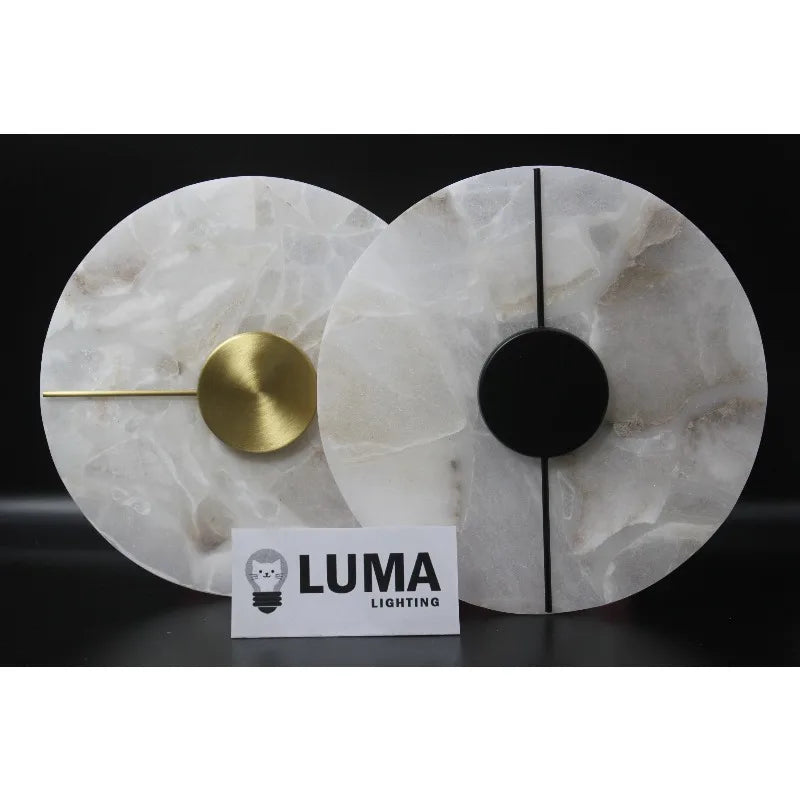 Alva Disque Marbre Blanc et Laiton Épuré