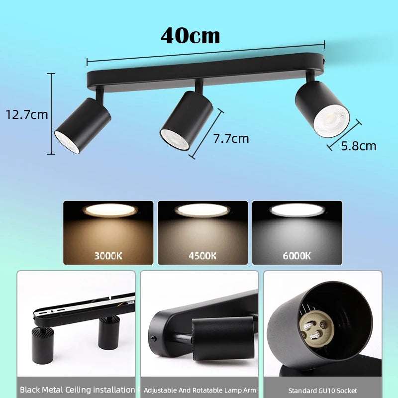 Suspension Rail Cylindres Acier Noir Mat Minimaliste Design - Chambre Salon Cuisine — Réglette