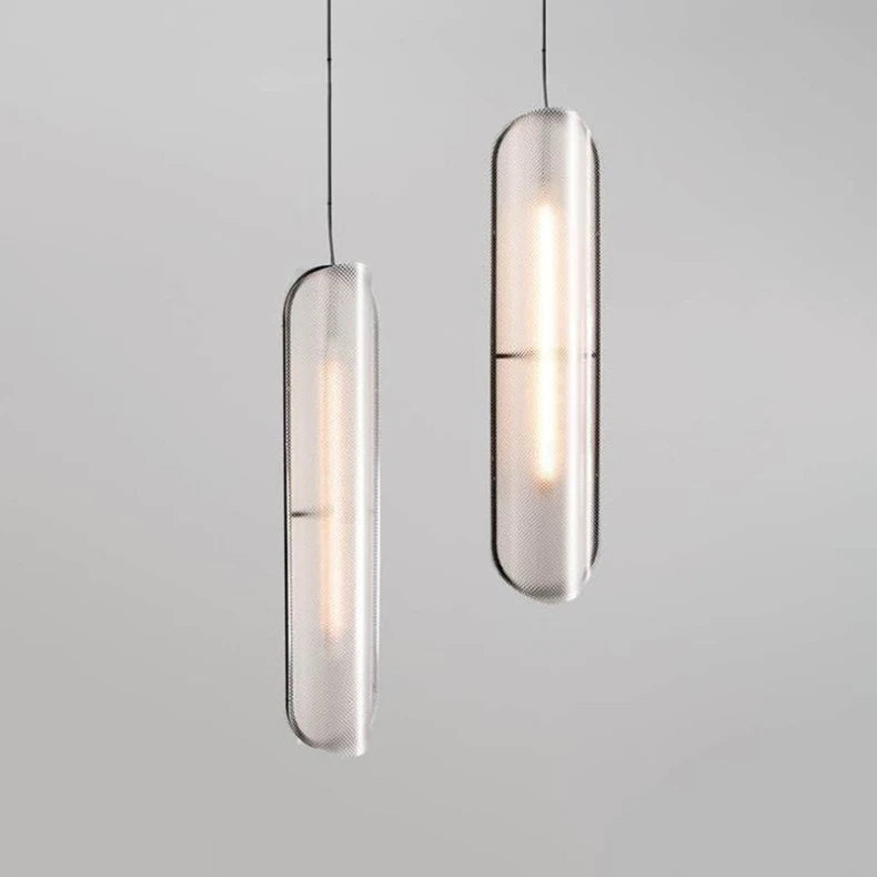 Suspension Cylindre Verre Texturé Transparent Minimaliste Design - Chambre Salon Cuisine — Fuste