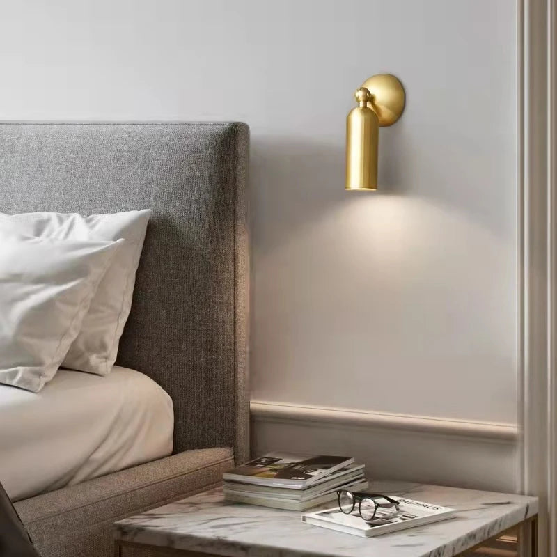 Applique Murale Cylindre Laiton Doré Minimaliste Design Moderne Dorée - Chambre Salle de Bain Salon — Sono