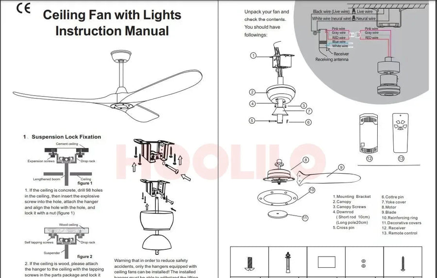 Ventilateur de Plafond Bois XXL avec Éclairage LED