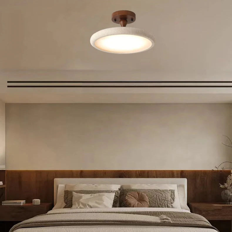 Plafonnier Anneau Bois Naturel et Métal Noir - Salon Chambre Salle à Manger — Canopus