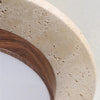 Plafonnier Béton Brut et Bois Naturel Anneau LED - Salon Cuisine Chambre — Quantum