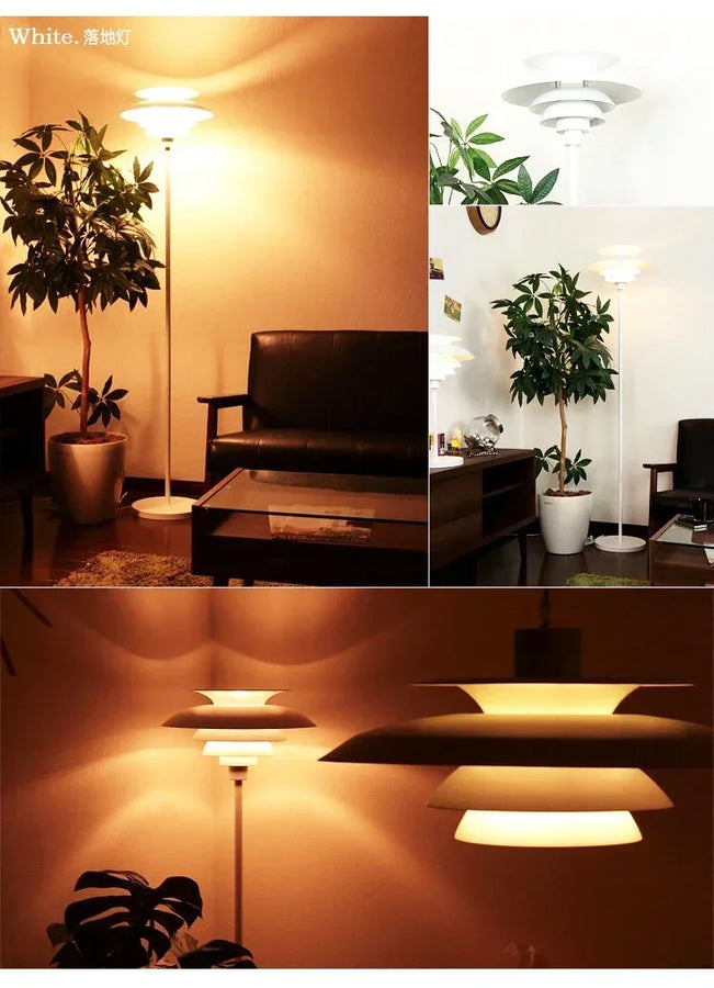 Lampadaire Tablette Métal Noir et Bois Minimaliste Design - Salon Bureau Chambre — Lumio