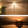 Lampadaire Tablette Métal Noir et Bois Minimaliste Design - Salon Bureau Chambre — Lumio