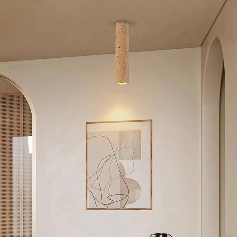 Plafonnier Cylindre Liège Naturel Minimaliste Design Moderne - Salon Chambre Salle à Manger — Antares