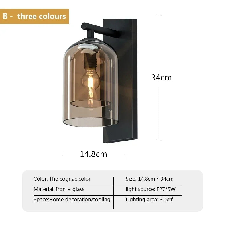 Orm Cloche Verre Fumé et Métal Noir