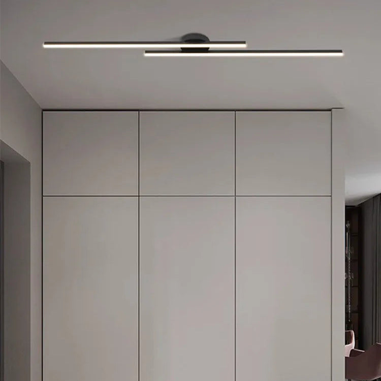 Plafonnier Linéaire Métal Noir Minimaliste Design Moderne - Salle de Bain Salon Chambre — Aase