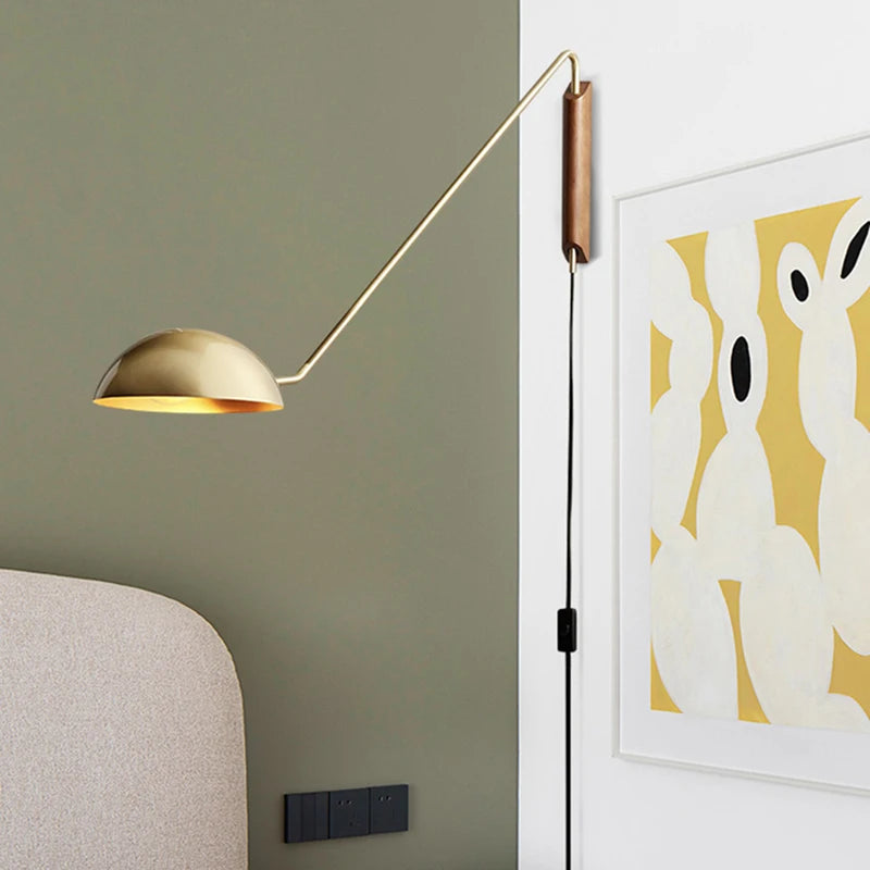 Applique Murale Bras Laiton Doré Minimaliste Design Moderne Dorée - Chambre Salle de Bain Salon — Dorado