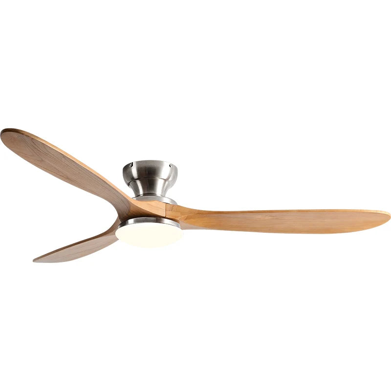Ventilateur de Plafond Bois Massif avec Éclairage LED
