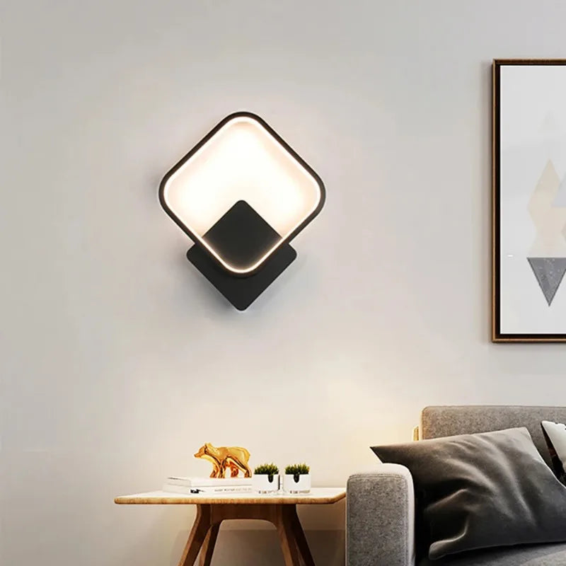 Applique Murale Anneau Métal Noir et Éclat Doré Noire Ronde - Chambre Salon Salle de Bain — Lumio