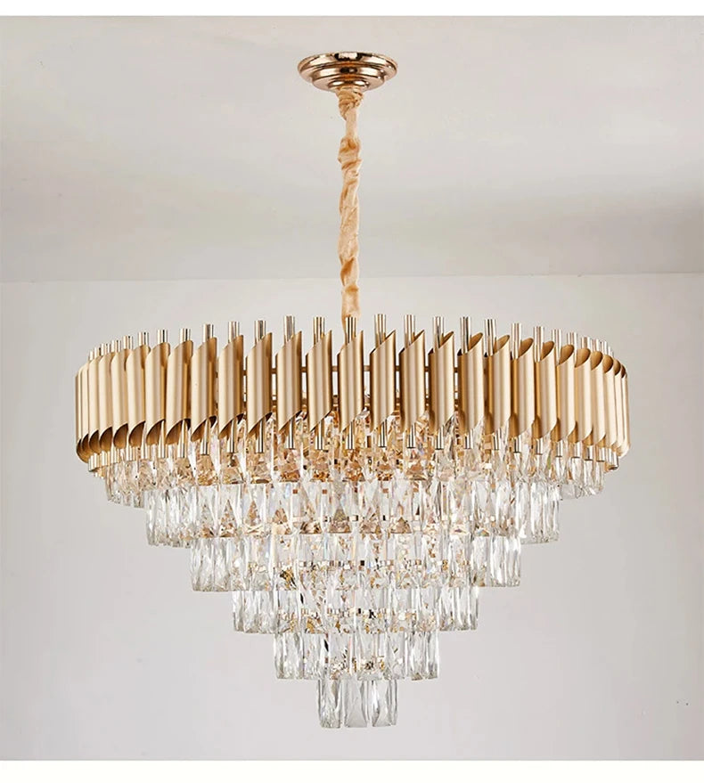 Luísa Cascade Cristal et Métal Doré Art Déco
