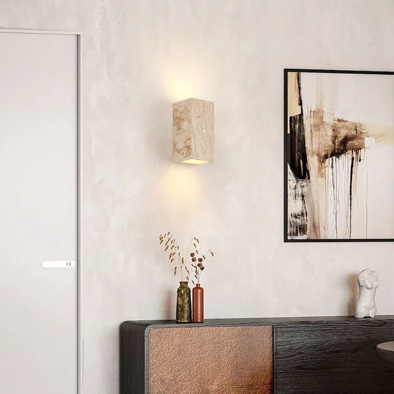 Applique Murale Demi-Sphère Céramique Beige et Bois - Chambre Salon Salle de Bain — Luna