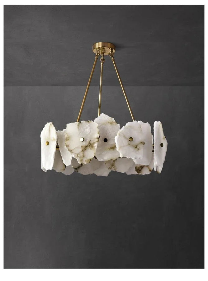 Acantha Anneau Marbre Blanc et Laiton Doré