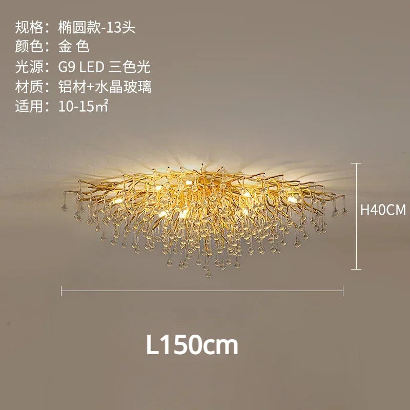 Randi Cascade Cristal et Métal Doré Luxueux