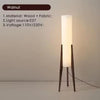 Lampadaire Cylindre Tissu Blanc et Bois Naturel - Salon Bureau Chambre — Canna