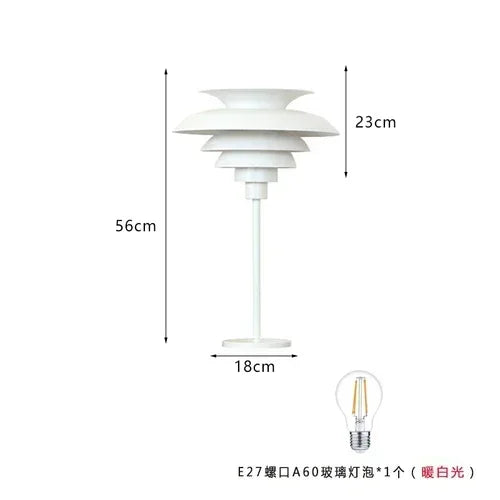 Lampadaire Tablette Métal Noir et Bois Minimaliste Design - Salon Bureau Chambre — Lumio