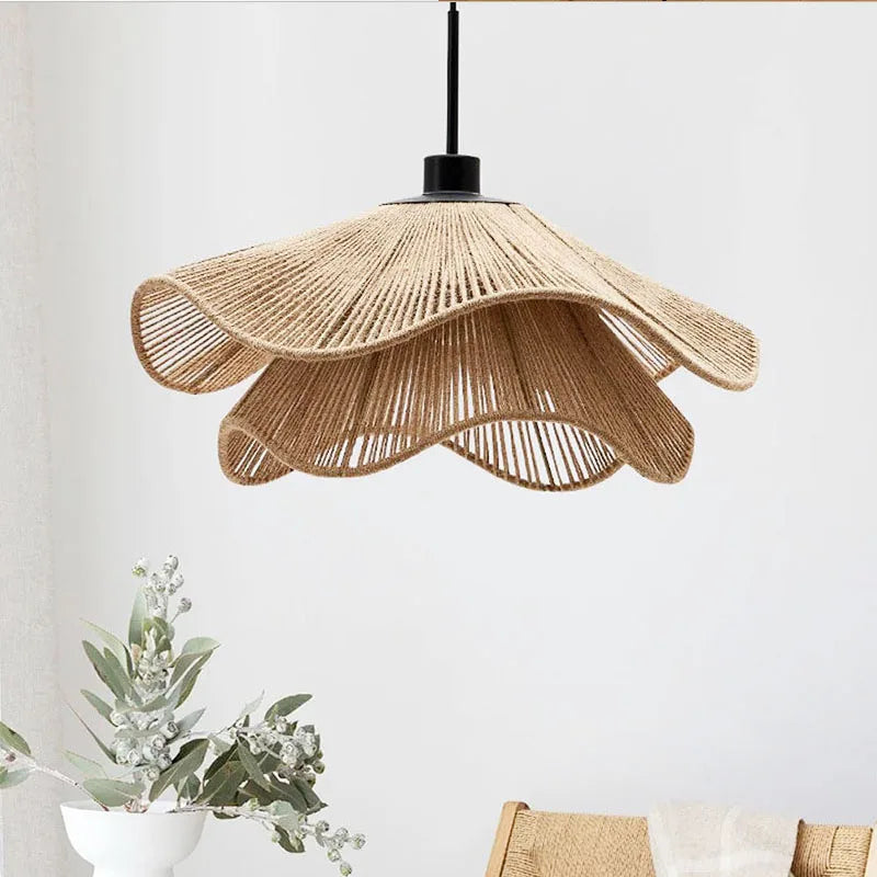 Suspension Vagues Tissu Blanc Sculptural Design - Chambre Salon Cuisine — Lumio
