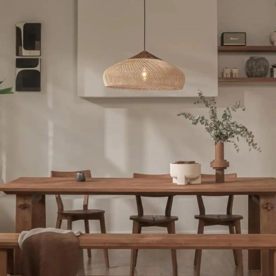 Suspension Lanterne Rotin Tressé Naturel Épuré Design - Cuisine Chambre Salon — Falot