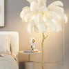 Lampadaire Feuillage Plumes Crème et Métal Doré - Salon Bureau Chambre — Folia